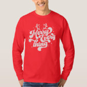 Retro Red White Merry alles Merry kerst T-shirt (Voorkant)
