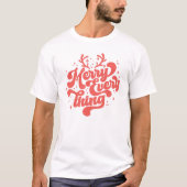 Retro Red White Merry alles Merry kerst T-shirt (Voorkant)