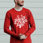 Retro Red White Merry alles Merry kerst T-shirt<br><div class="desc">Retro Merry alles Merry Kerstmis! Dit ontwerp is perfect voor elk moment van het jaar! Of het nu een vakantie is of niet,  het is een uitstekende manier om van je kerst te shows. Geef jezelf,  vrienden en familie een vrolijk kerstfeest!</div>