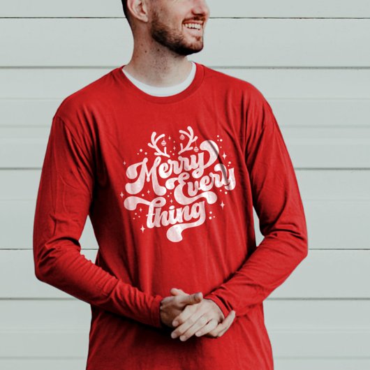 Retro Red White Merry alles Merry kerst T-shirt