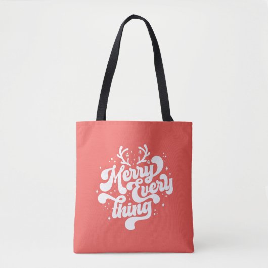 Retro Red White Merry alles Merry kerst Tote Bag (Voorkant)