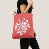 Retro Red White Merry alles Merry kerst Tote Bag (Dichtbij)