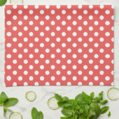 Retro Red & White Polka Dot Pattern Theedoek (Gevouwen)