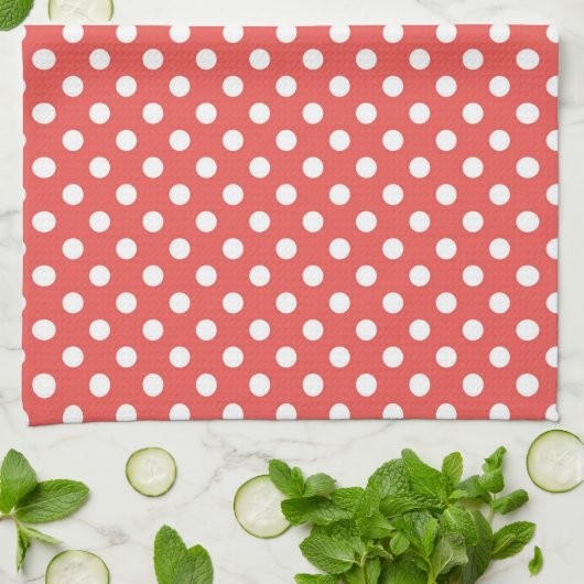 Retro Red & White Polka Dot Pattern Theedoek (Gevouwen)