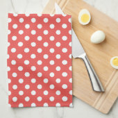 Retro Red & White Polka Dot Pattern Theedoek (Quarter Fold)