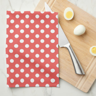 Retro Red & White Polka Dot Pattern Theedoek