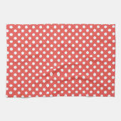 Retro Red & White Polka Dot Pattern Theedoek (Horizontaal)