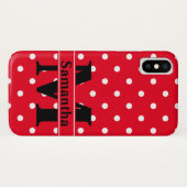 Retro Red White Polka Dots, gepersonaliseerd Case-Mate iPhone Case (Achterkant (horizontaal))