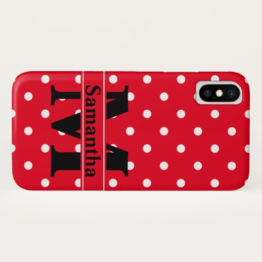 Retro Red White Polka Dots, gepersonaliseerd Case-Mate iPhone Case (Achterkant (horizontaal))