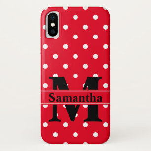 Retro Red White Polka Dots, gepersonaliseerd Case-Mate iPhone Case