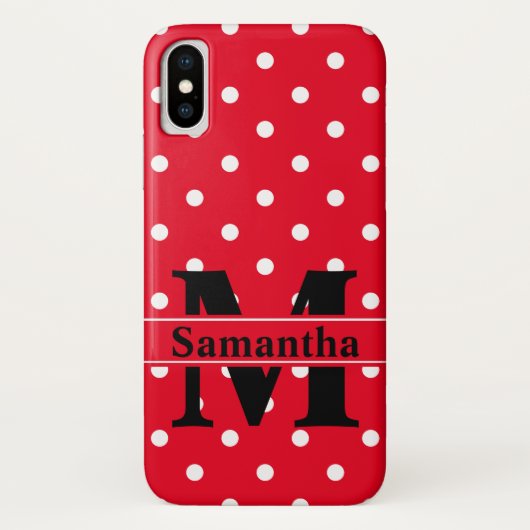 Retro Red White Polka Dots, gepersonaliseerd Case-Mate iPhone Case (Achterkant)