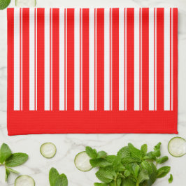 Retro Red White Snoep Stripe Pattern Kitchen Towel Theedoek