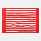 Retro Red White Snoep Stripe Pattern Kitchen Towel Theedoek (Horizontaal)
