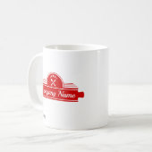  / Retro Red White Spoon & Fork Diner Logo Koffiemok (Voorkant links)