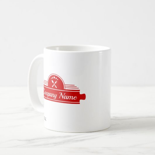  / Retro Red White Spoon & Fork Diner Logo Koffiemok (Voorkant links)