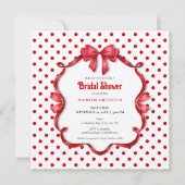 Retro Red & White Wedding Bridal Shower Kaart (Voorkant)