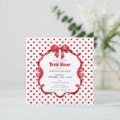 Retro Red & White Wedding Bridal Shower Kaart (Staand voorkant)