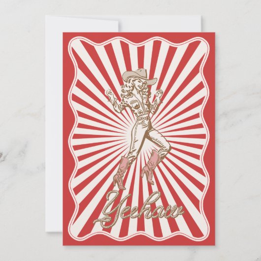  Retro Red Yeehaw Cowgirl 40e verjaardag Kaart (Achterkant)