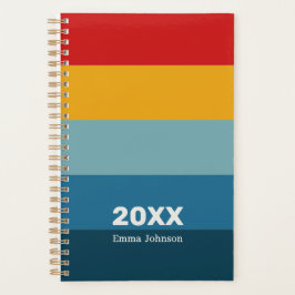 Retro Red Yellow Blue Stripe 2026 Name Planner