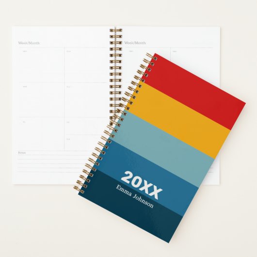Retro Red Yellow Blue Stripe 2026 Name Planner (Display)