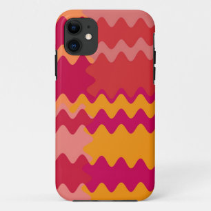 Retro Red Yellow Brown Wavy Stripes Patroon Case-Mate iPhone Case