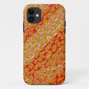 Retro Red Yellow Pink Leopard Print Skin iPhone 11 Hoesje