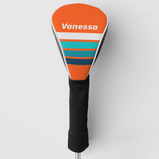 Retro Redder Over Dwars Strepen met Naam Golfheadcover (Voorkant)