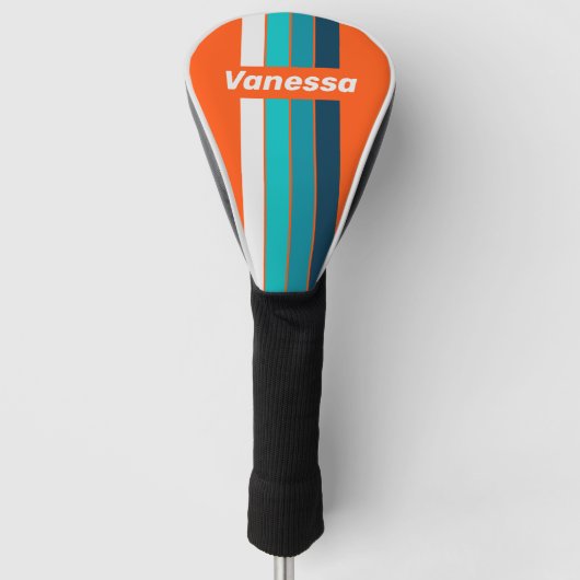 Retro Redder Speld Gestreept met Naam Golfheadcover (Voorkant)