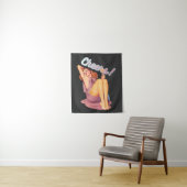 Retro  Redhead Pin-up Girl met cocktail Wandkleed (In situ)