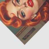 Retro Redhead Pin-Up met Tattoos Decoupage Tissuepapier (Detail)