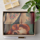 Retro Redhead Pin-Up met Tattoos Decoupage Tissuepapier (Geschenk)