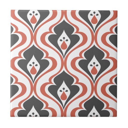 Retro Reds Oranje Black Pattern Decorative Tile Tegeltje (Voorkant)