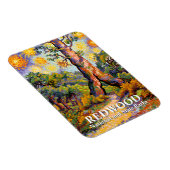 Retro Redwood National Park Vibrant Van Gogh Style Magneet (Rechterzijde)