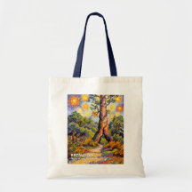 Retro Redwood Woud Kleurrijke Wildernis Van Gogh