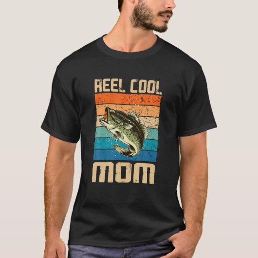 Retro Reel Cool Mam Visserijvrouw Vist Mo T-shirt (Voorkant)