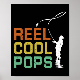 Retro Reel Cool Pops Vissen Vaderdag Visser Poster