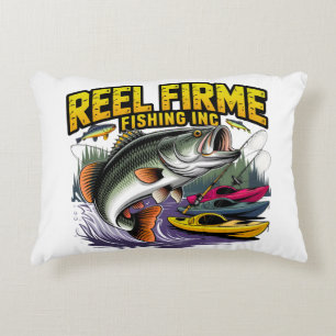 Retro "Reel Firme Fishing Inc" Bass & Kayak Lenden Accent Kussen