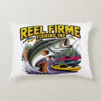 Retro "Reel Firme Fishing Inc" Bass & Kayak Lenden Accent Kussen