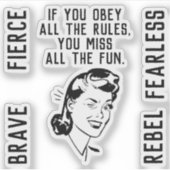 Retro Regelbreker Vrouw Sticker (Voorkant)