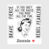 Retro Regelbreker Vrouw Sticker (Vel)