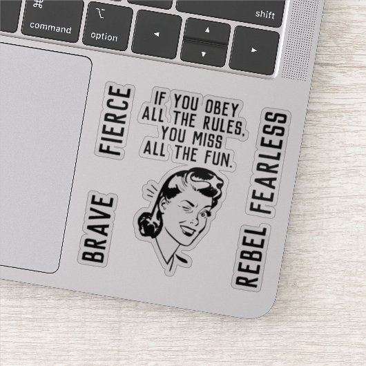 Retro Regelbreker Vrouw Sticker (Detail)