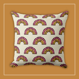 Retro regenbogen in  Californië Surfer kleuren Kussen