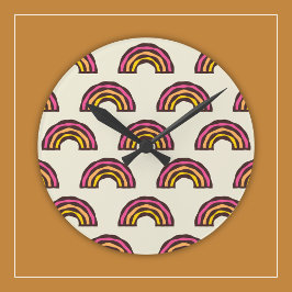 Retro regenbogen in  Californië Surfer kleuren Ronde Klok