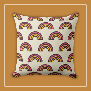 Retro Regenbogen in Vintage Californische Surferkl Kussen