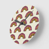 Retro Regenbogen in Vintage Californische Surferkl Ronde Klok (Hoek)