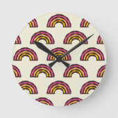 Retro Regenbogen in Vintage Californische Surferkl Ronde Klok (Voorkant)