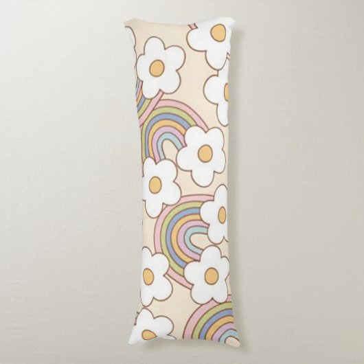 Retro regenbogen lichaamskussen (Voorkant Verticaal)