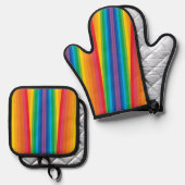 Retro regenbogen ovenwant & pannenlap set (Voorkant / Achterkant)
