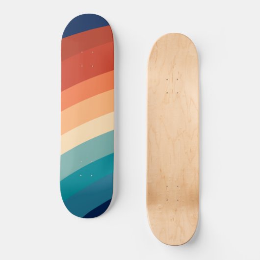 Retro regenboog #1 #minimaal #decor #art persoonlijk skateboard (Voorkant)