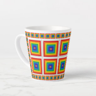 Retro Regenboog 3D Vierkant Latte Mok